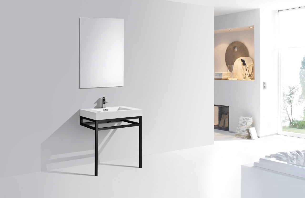 Haus 30" Stainless Steel Console w/ White Acrylic Sink Matte Black