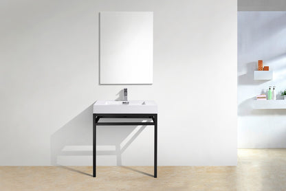 Haus 30" Stainless Steel Console w/ White Acrylic Sink Matte Black
