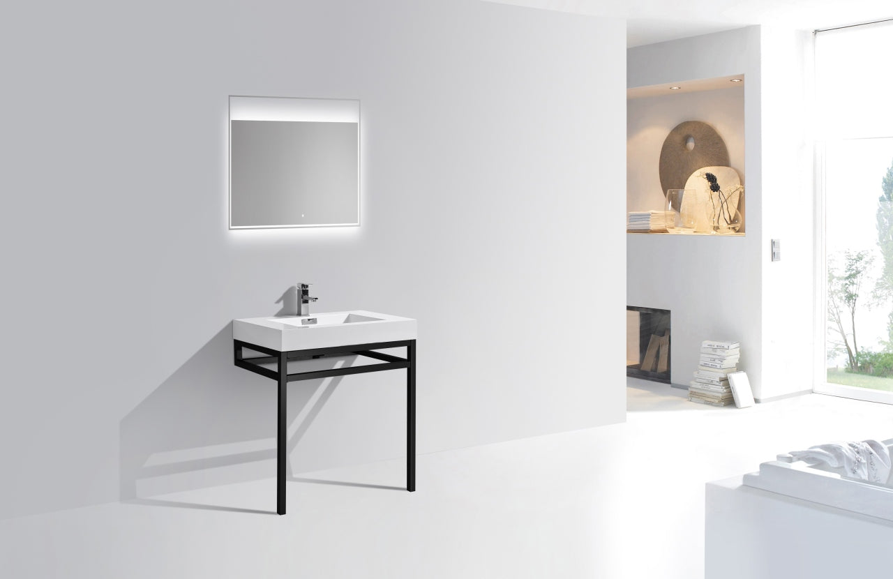 Haus 30" Stainless Steel Console w/ White Acrylic Sink Matte Black