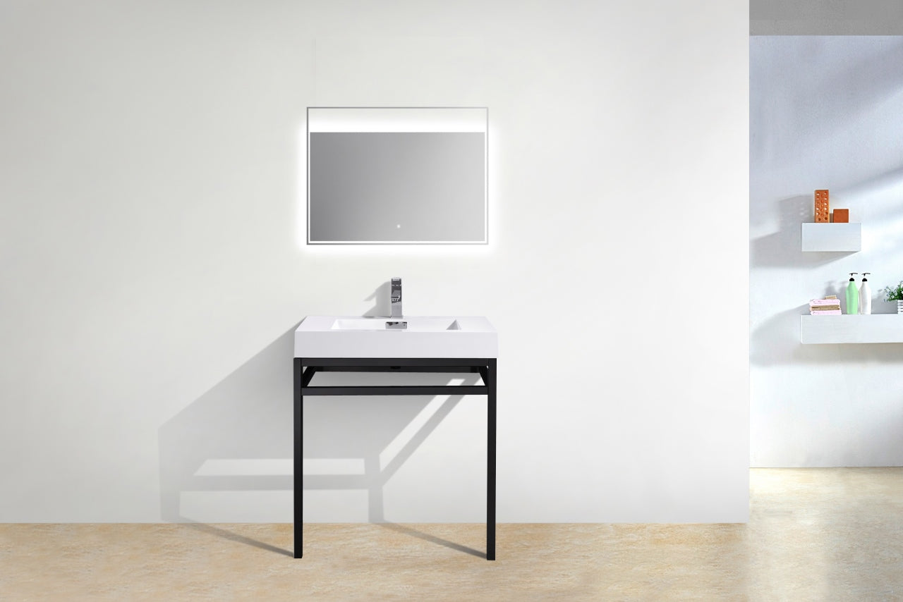 Haus 30" Stainless Steel Console w/ White Acrylic Sink Matte Black