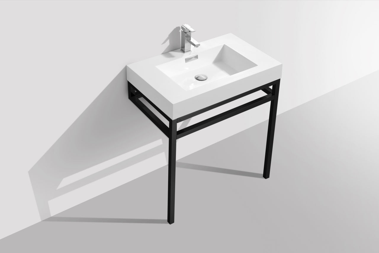 Haus 30" Stainless Steel Console w/ White Acrylic Sink Matte Black