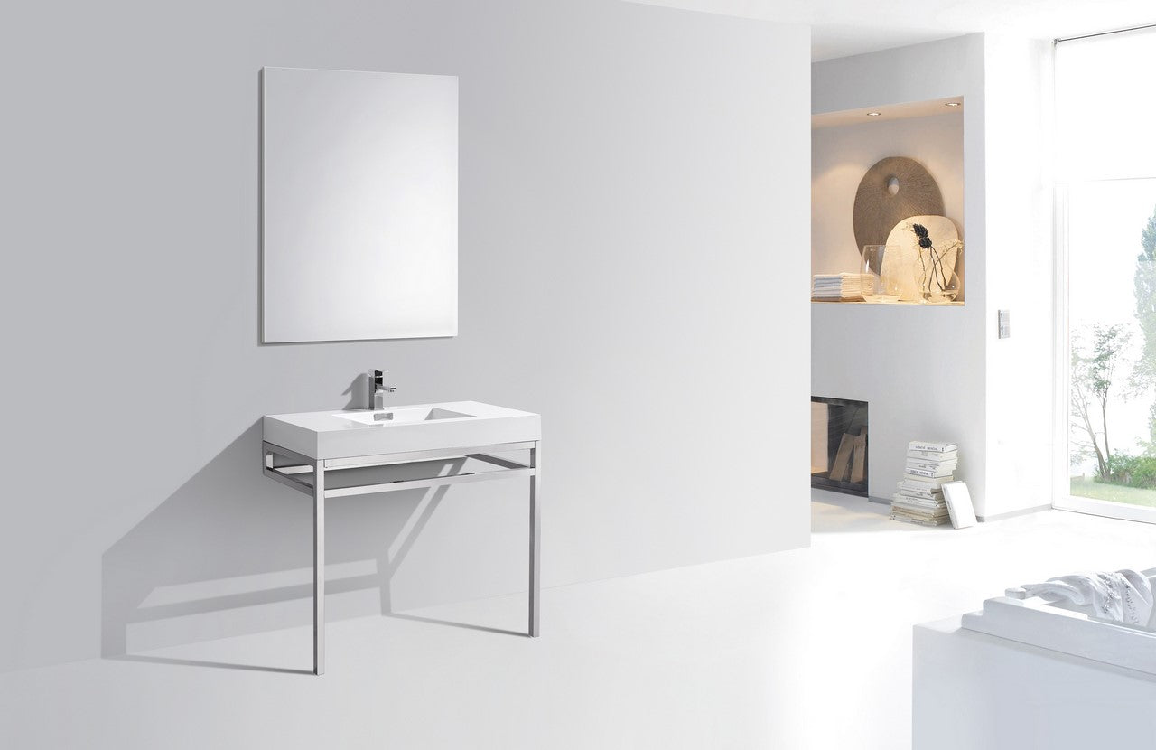 Haus 36" Stainless Steel Console w/ White Acrylic Sink Chrome