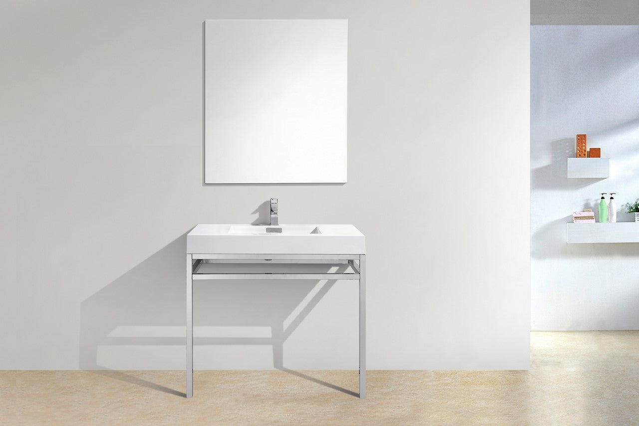 Haus 36" Stainless Steel Console w/ White Acrylic Sink Chrome