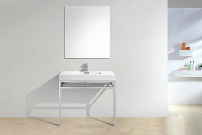 Haus 36" Stainless Steel Console w/ White Acrylic Sink Chrome