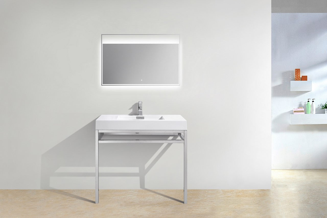 Haus 36" Stainless Steel Console w/ White Acrylic Sink Chrome