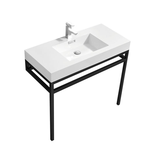 Haus 36" Stainless Steel Console w/ White Acrylic Sink Matte Black