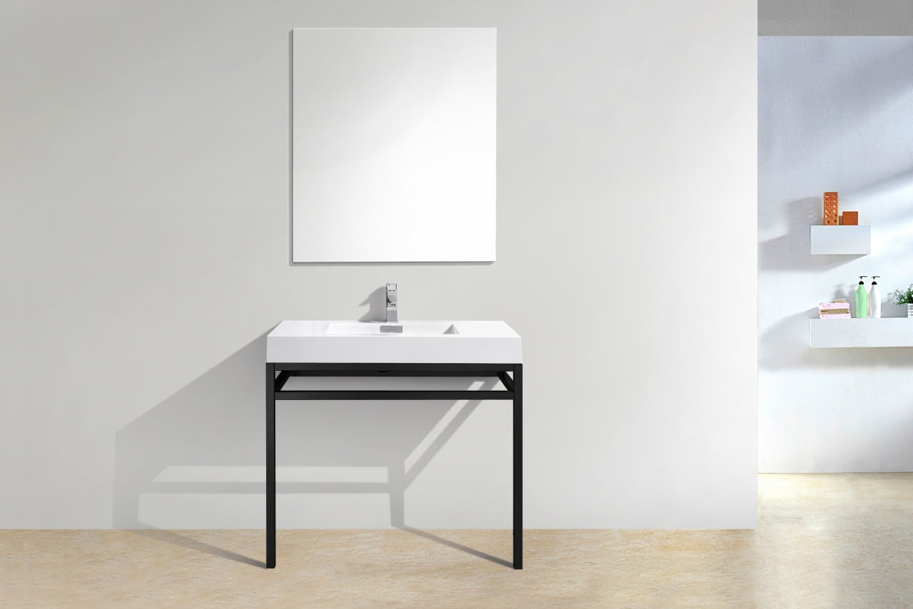 Haus 36" Stainless Steel Console w/ White Acrylic Sink Matte Black