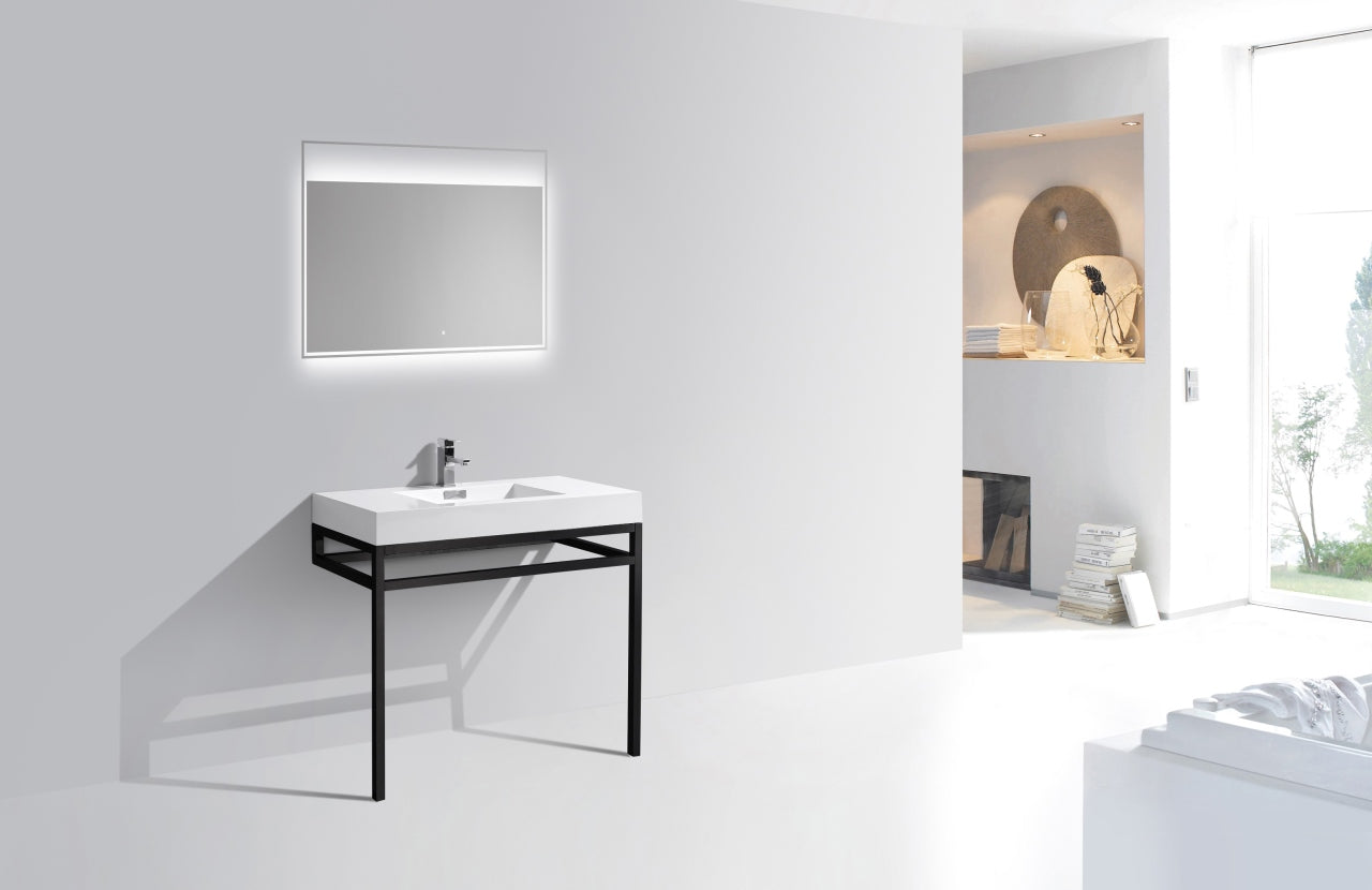 Haus 36" Stainless Steel Console w/ White Acrylic Sink Matte Black