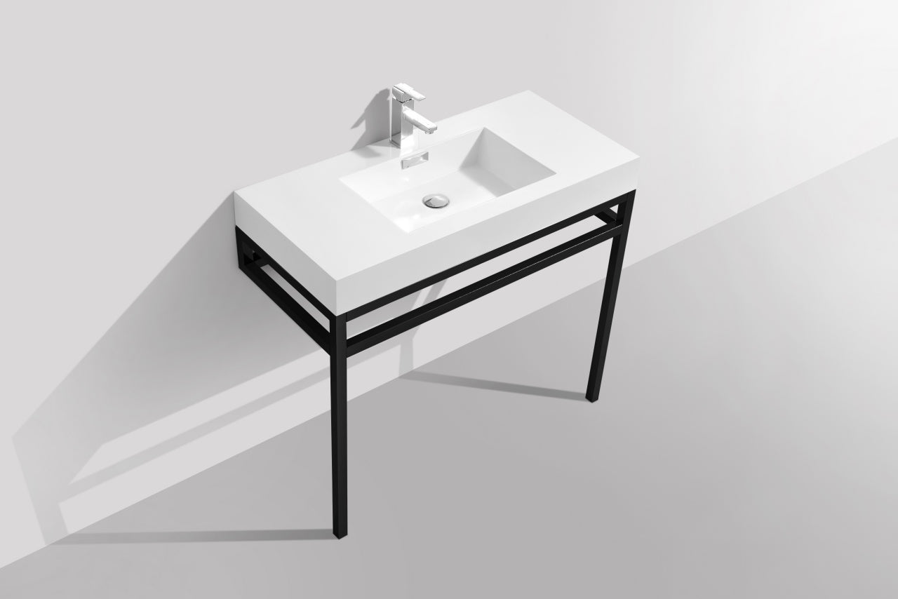 Haus 36" Stainless Steel Console w/ White Acrylic Sink Matte Black