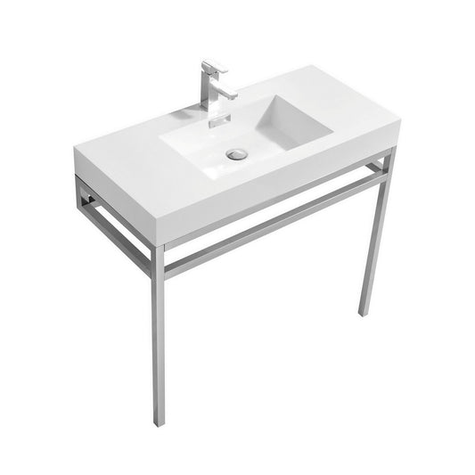 Haus 40" Stainless Steel Console w/ White Acrylic Sink Chrome