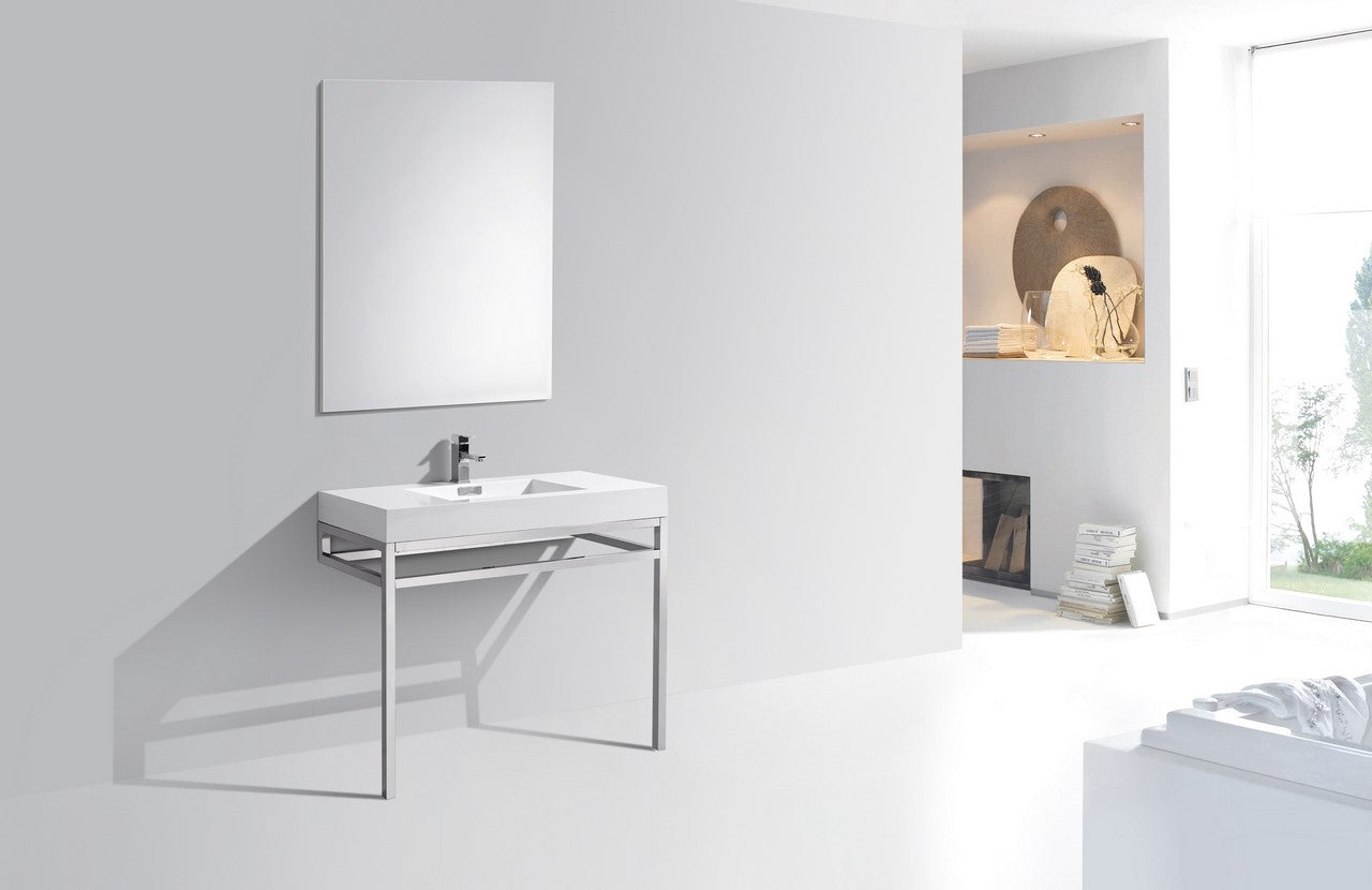 Haus 40" Stainless Steel Console w/ White Acrylic Sink Chrome