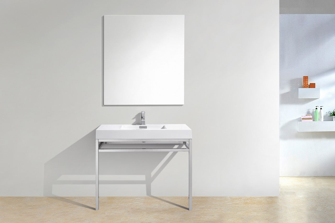Haus 40" Stainless Steel Console w/ White Acrylic Sink Chrome