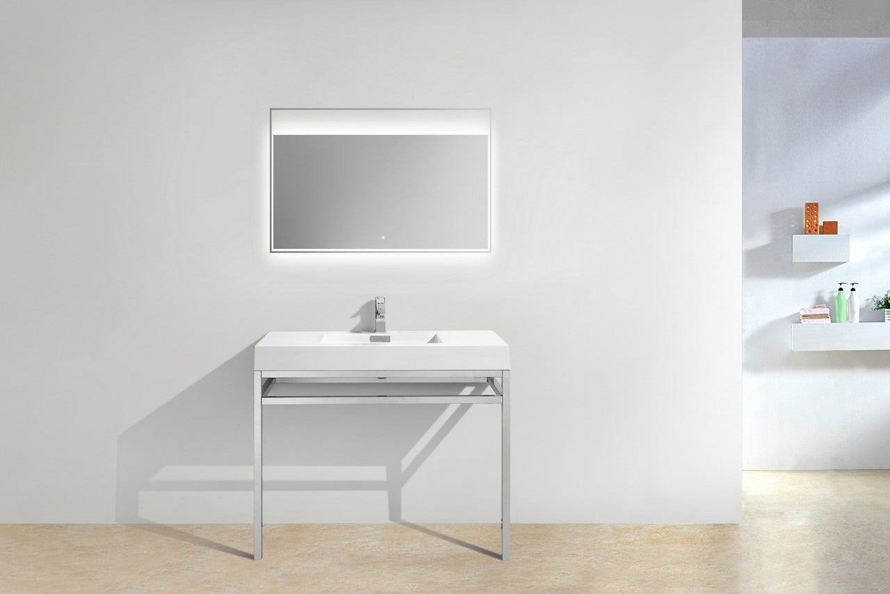 Haus 40" Stainless Steel Console w/ White Acrylic Sink Chrome