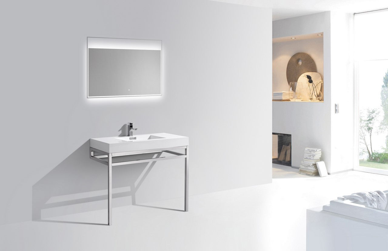 Haus 40" Stainless Steel Console w/ White Acrylic Sink Chrome