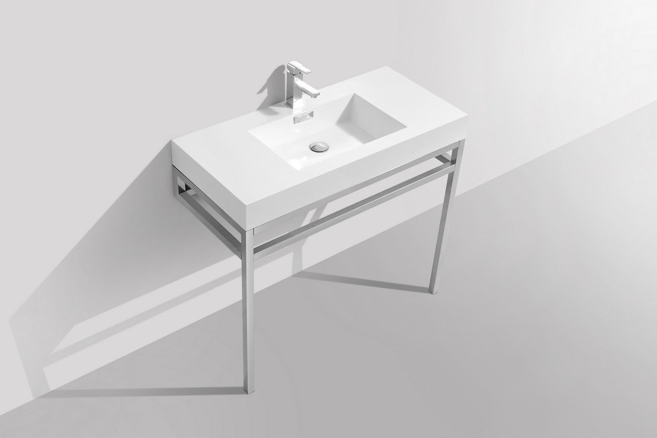 Haus 40" Stainless Steel Console w/ White Acrylic Sink Chrome