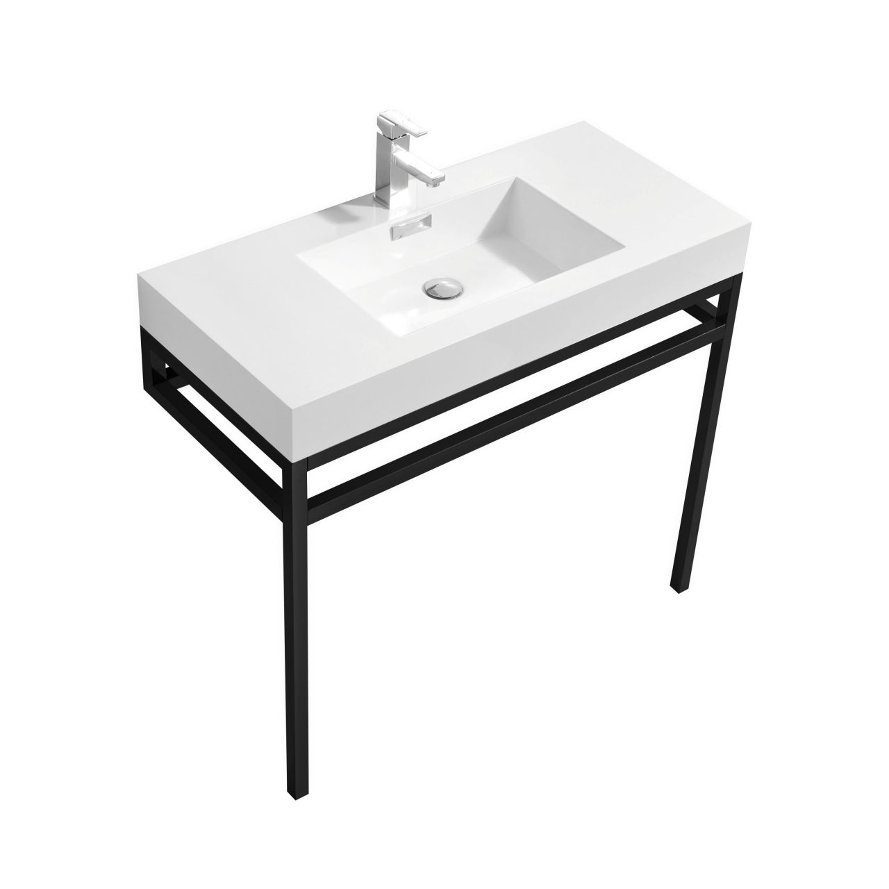 Haus 40" Stainless Steel Console w/ White Acrylic Sink Matte Black