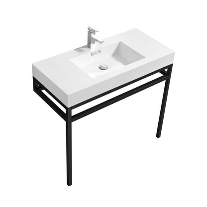 Haus 40" Stainless Steel Console w/ White Acrylic Sink Matte Black