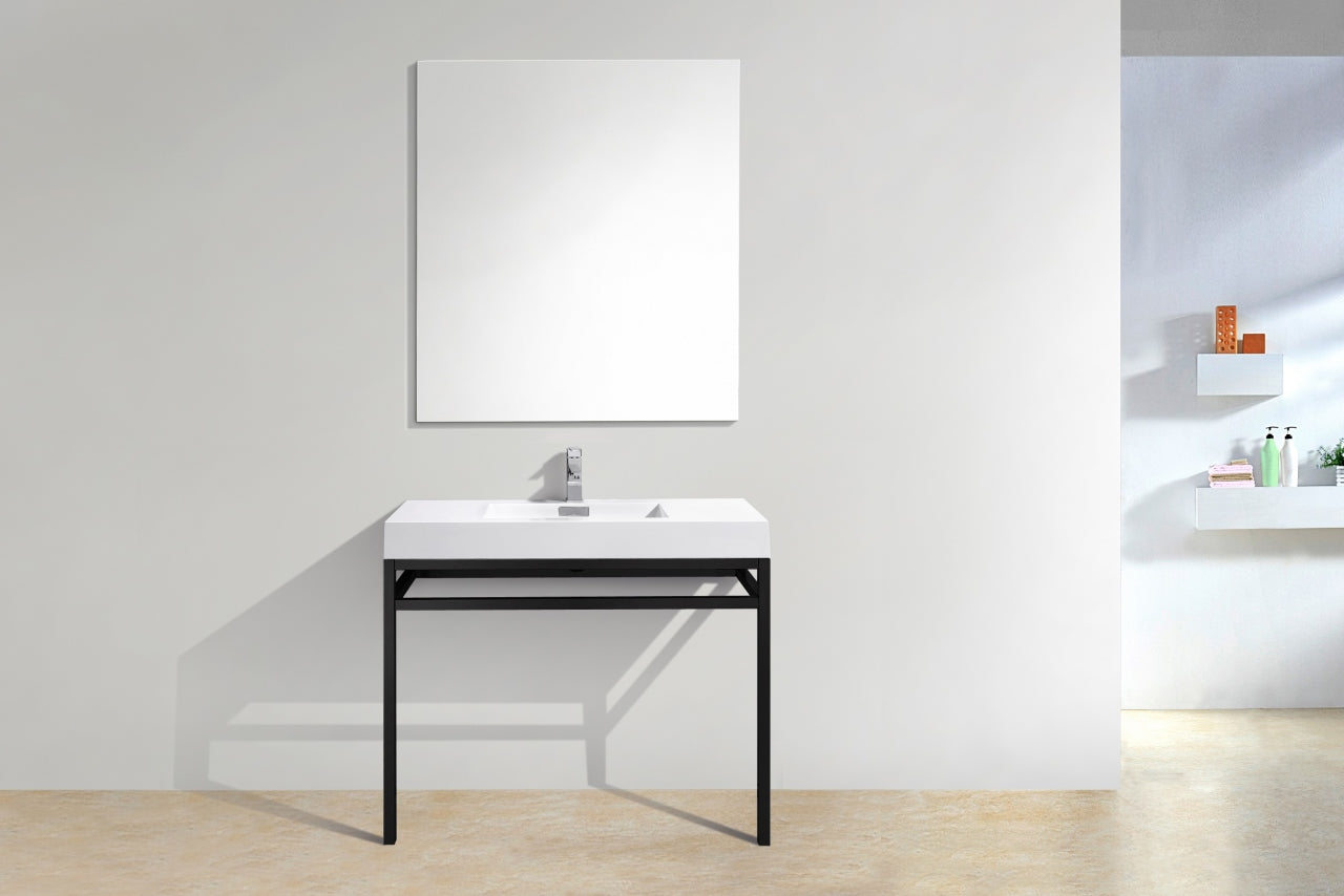 Haus 40" Stainless Steel Console w/ White Acrylic Sink Matte Black