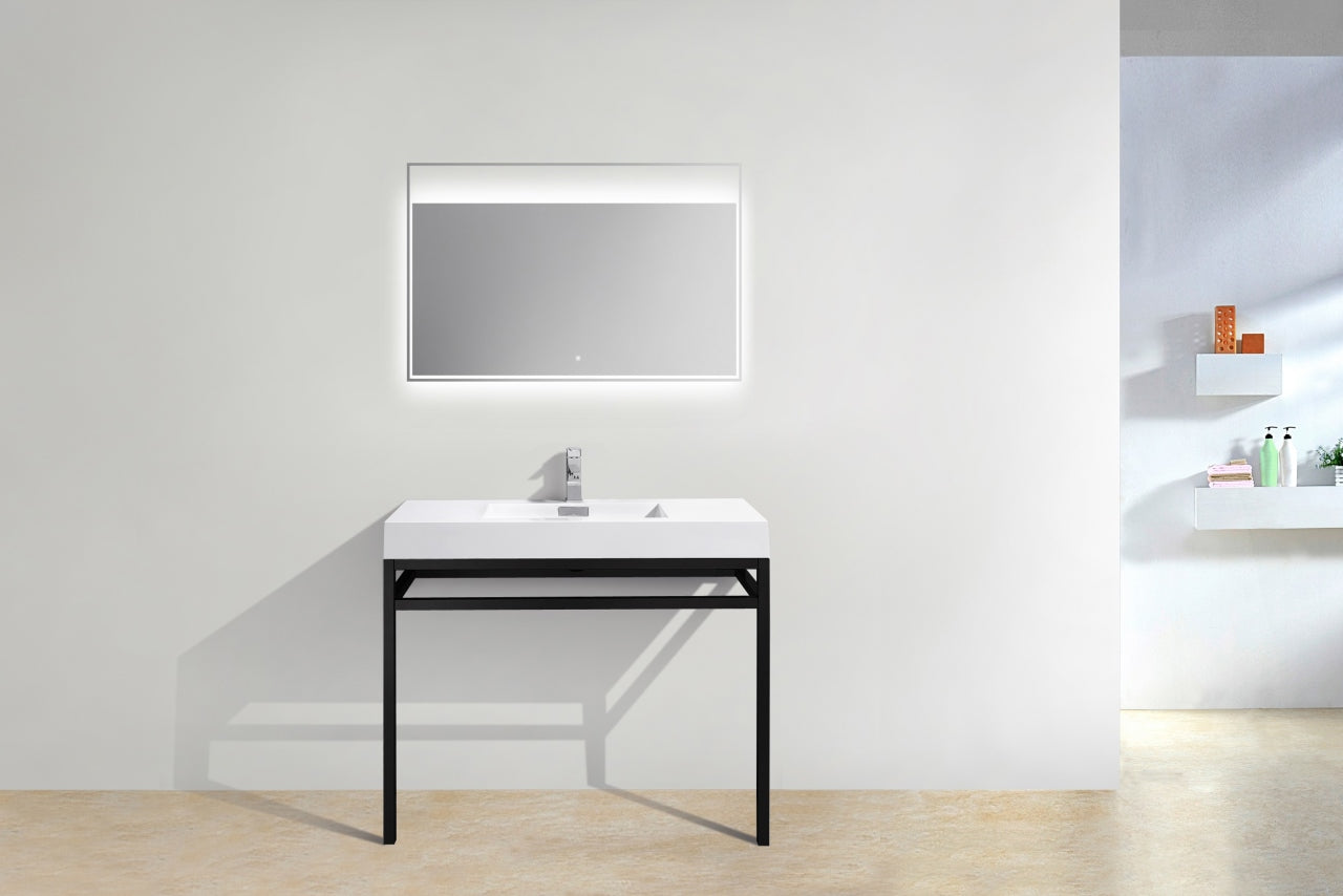 Haus 40" Stainless Steel Console w/ White Acrylic Sink Matte Black