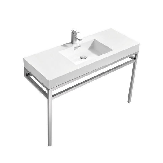Haus 48" Stainless Steel Console w/ White Acrylic Sink Chrome