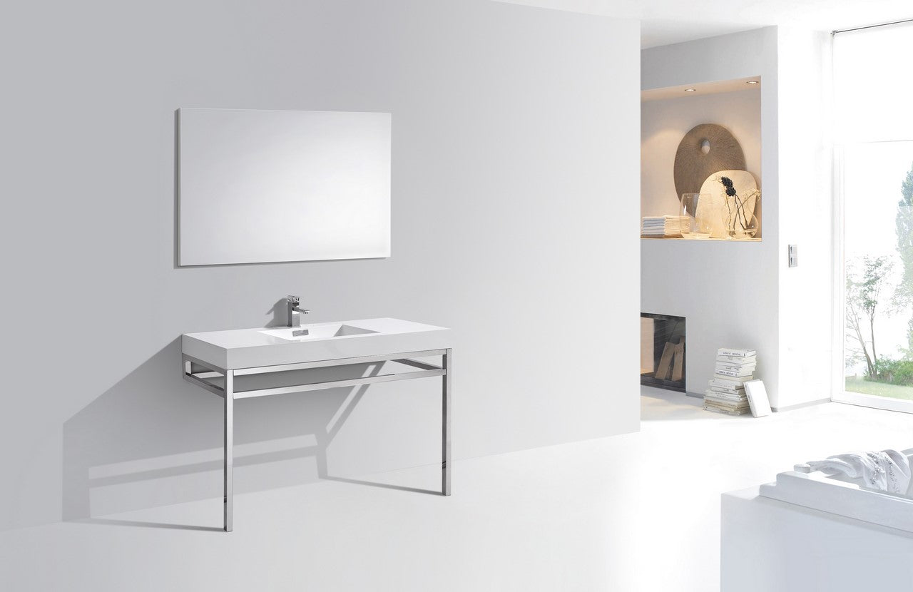 Haus 48" Stainless Steel Console w/ White Acrylic Sink Chrome