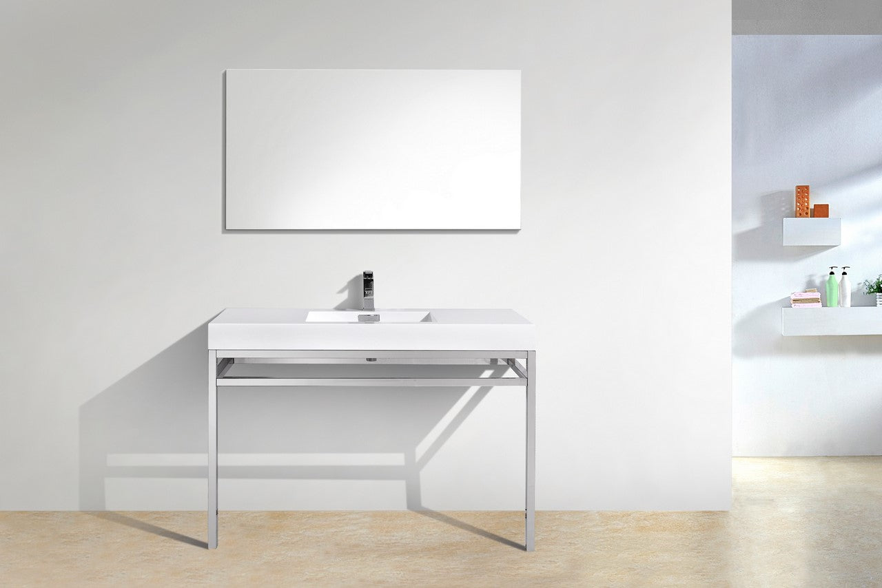 Haus 48" Stainless Steel Console w/ White Acrylic Sink Chrome