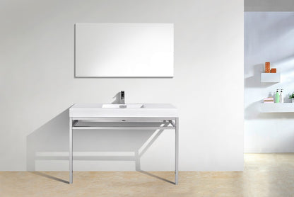 Haus 48" Stainless Steel Console w/ White Acrylic Sink Chrome