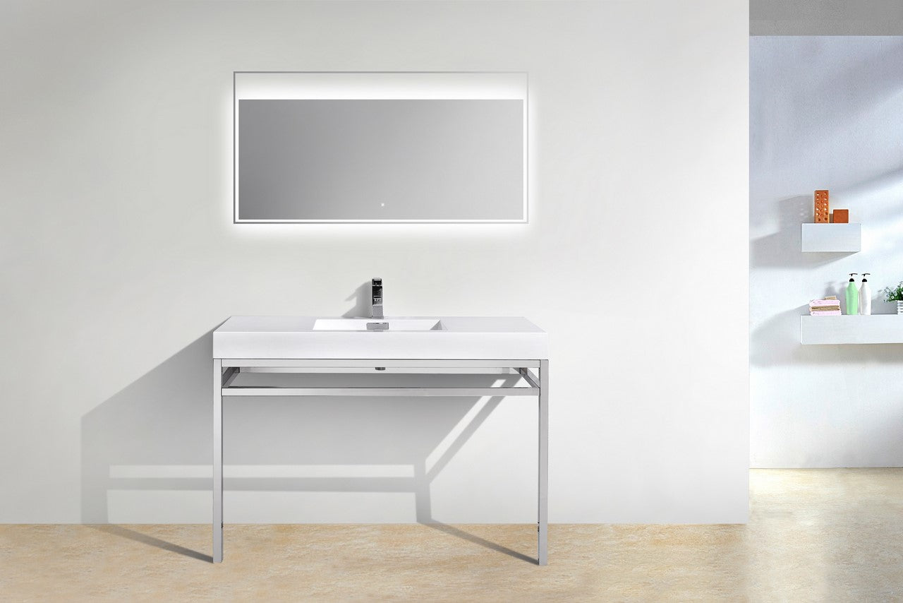 Haus 48" Stainless Steel Console w/ White Acrylic Sink Chrome