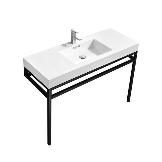 Haus 48" Stainless Steel Console w/ White Acrylic Sink Matte Black