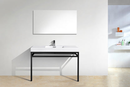Haus 48" Stainless Steel Console w/ White Acrylic Sink Matte Black