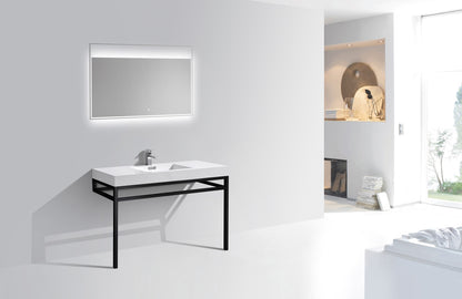 Haus 48" Stainless Steel Console w/ White Acrylic Sink Matte Black