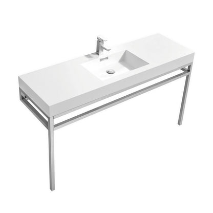 Haus 60" Single Sink Stainless Steel Console w/ White Acrylic Sink Chrome
