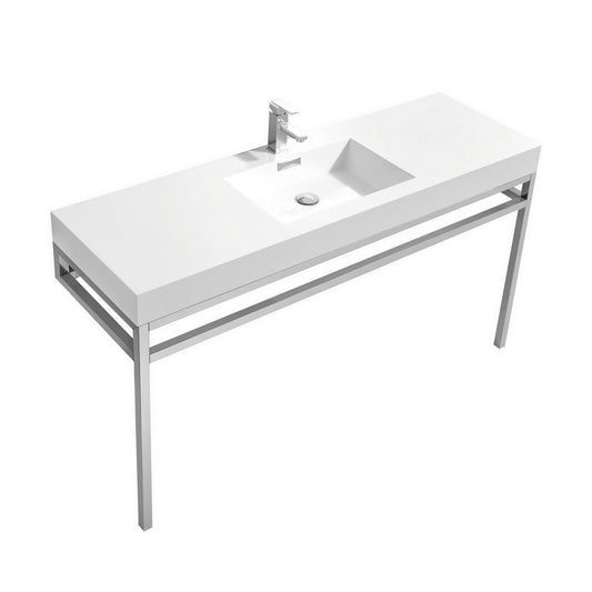 Haus 60" Single Sink Stainless Steel Console w/ White Acrylic Sink Chrome