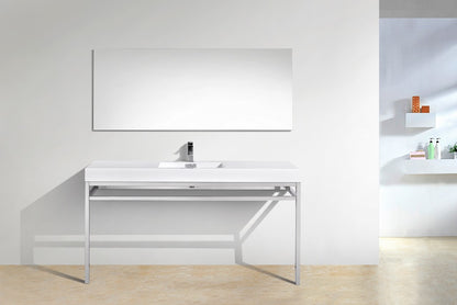 Haus 60" Single Sink Stainless Steel Console w/ White Acrylic Sink Chrome