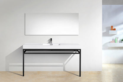 Haus 60" Single Sink Stainless Steel Console w/ White Acrylic Sink Matte Black