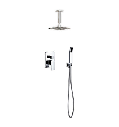 Aqua Piazza Shower Set w/ 8" Ceiling Mount Square Rain Shower and Handheld