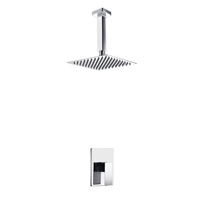 Aqua Piazza Shower Set w/ 12" Ceiling Mount Square Rain Shower Head Chrome