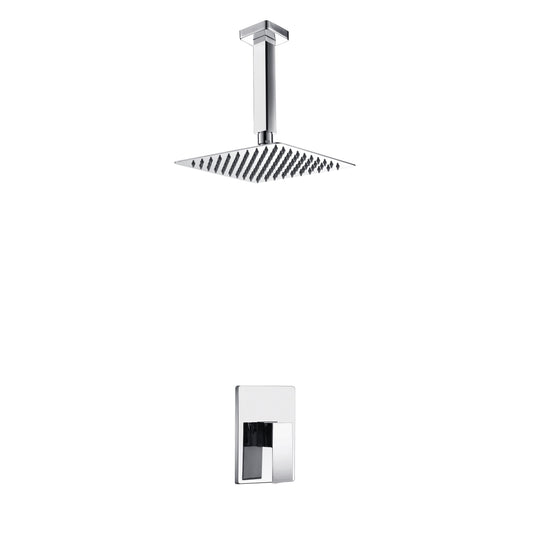 Aqua Piazza Shower Set w/ 12" Ceiling Mount Square Rain Shower Head Chrome