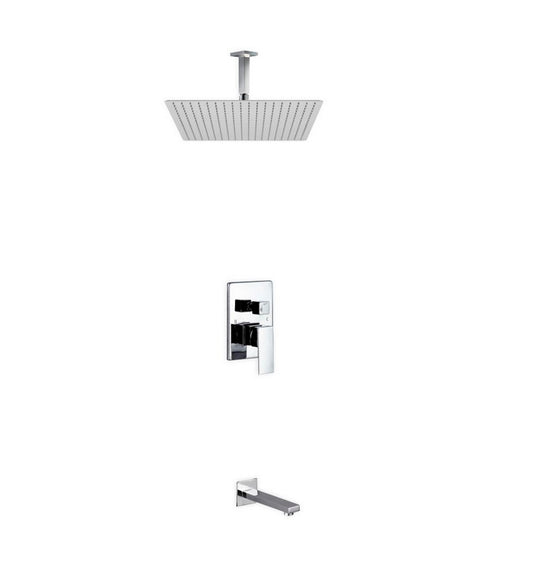 Aqua Piazza Shower Set w/ 20" Ceiling Mount Square Rain Shower and Tub Filler