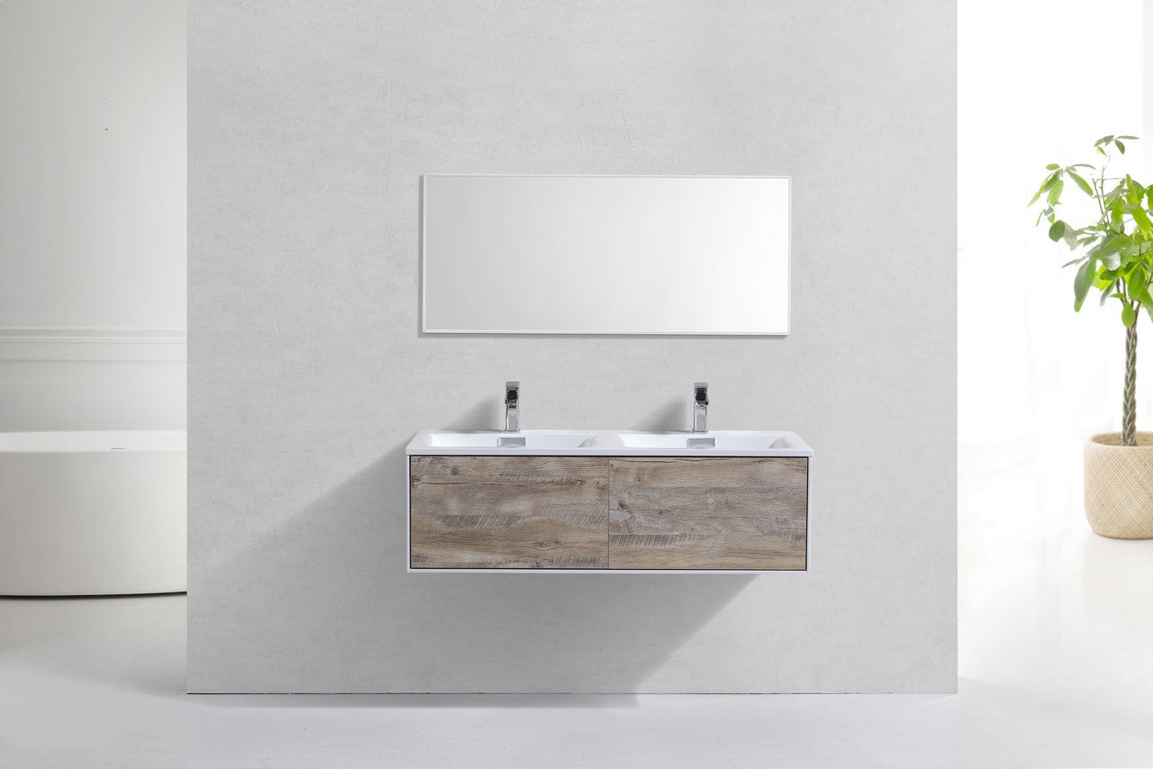 Divario 48" Nature Wood Wall Mount Modern Bathroom Vanity
