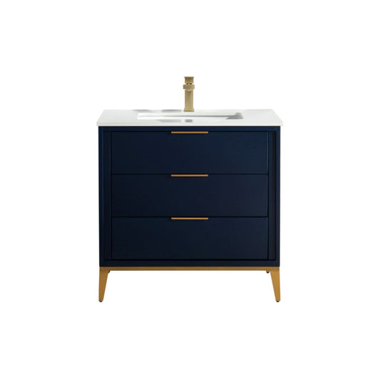 Divani 36'' Navy Blue Vanity W/ Quartz Counter Top