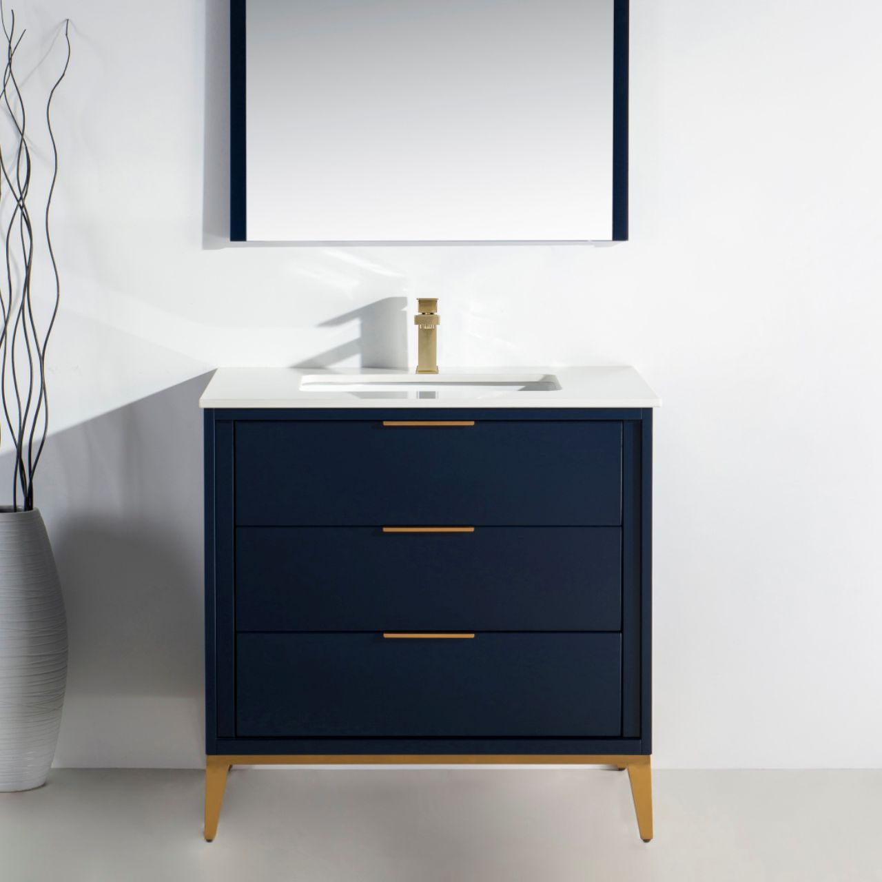 Divani 36'' Navy Blue Vanity W/ Quartz Counter Top