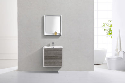 DeLusso 24" Ash Gray Wall Mount Modern Bathroom Vanity