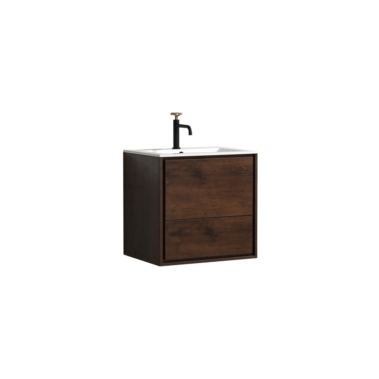 DeLusso 24" Rosewood Wall Mount Modern Bathroom Vanity