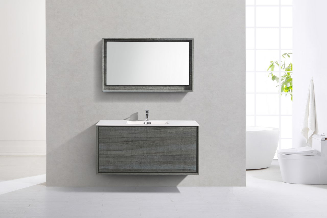DeLusso 48" Single Sink Ocean Gray Wall Mount Modern Bathroom Vanity