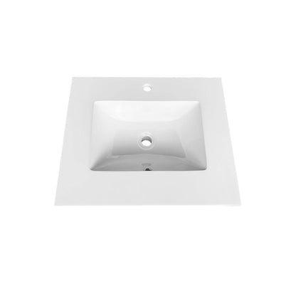 24'' x 22''  KubeBath White Quartz Counter-Top W/ Under-Mount Sink