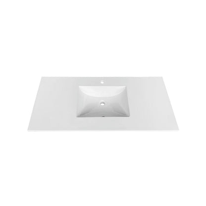 48'' x 22''  KubeBath White Quartz Counter-Top W/ Under-Mount Sink