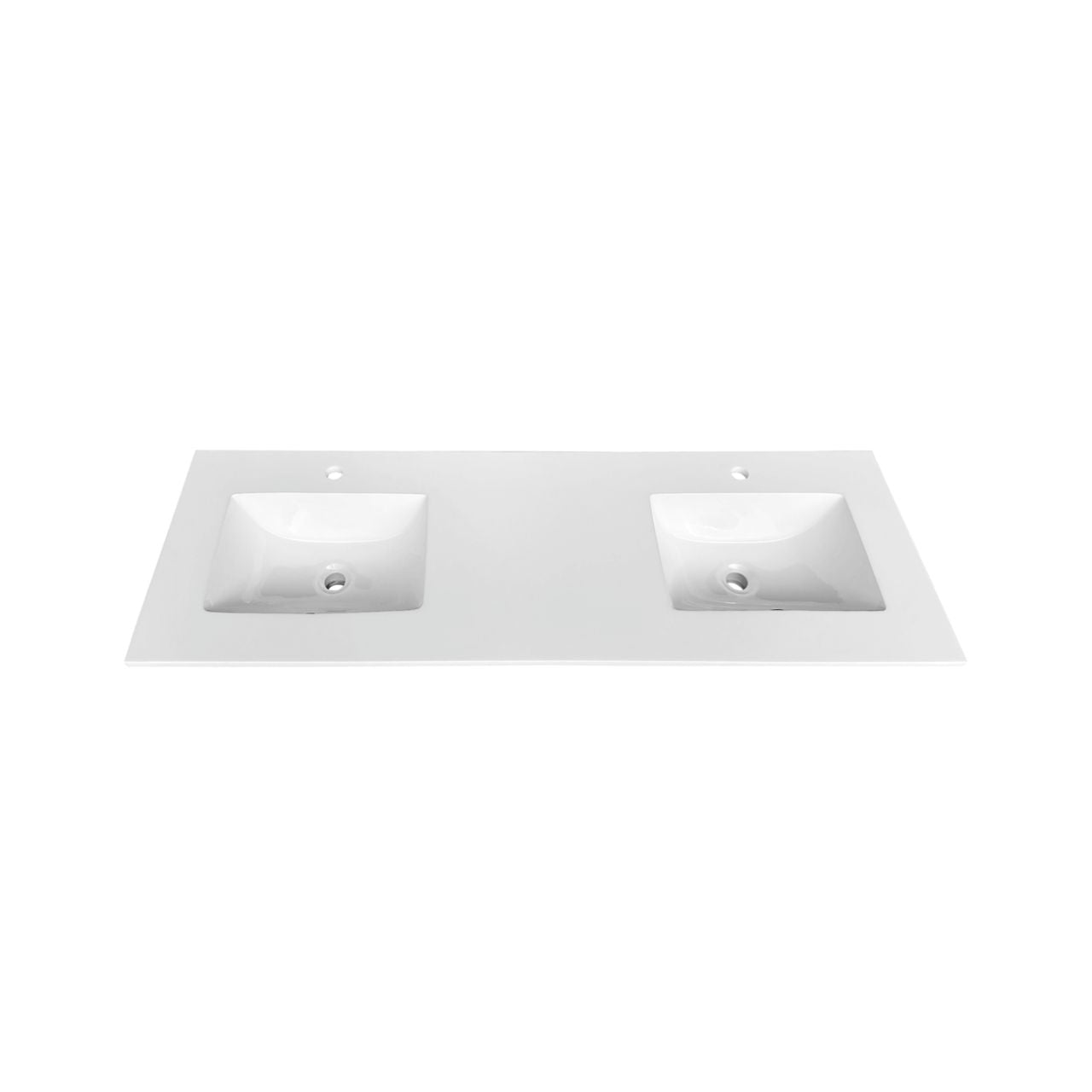60'' x 22'' KubeBath White Quartz Counter-Top W/ Double Under-Mount Sink