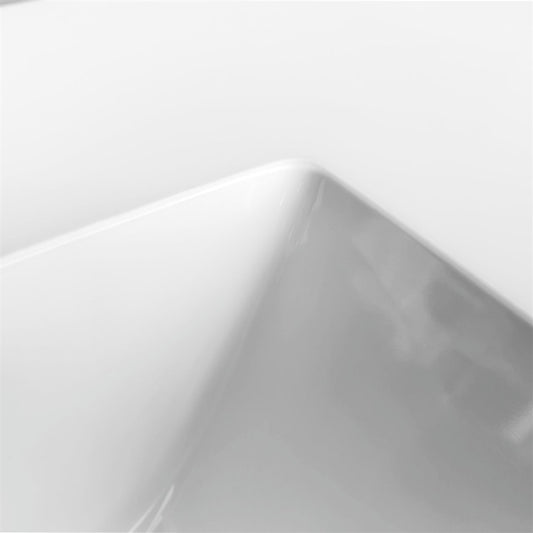 60'' x 22'' KubeBath White Quartz Counter-Top W/ Double Under-Mount Sink