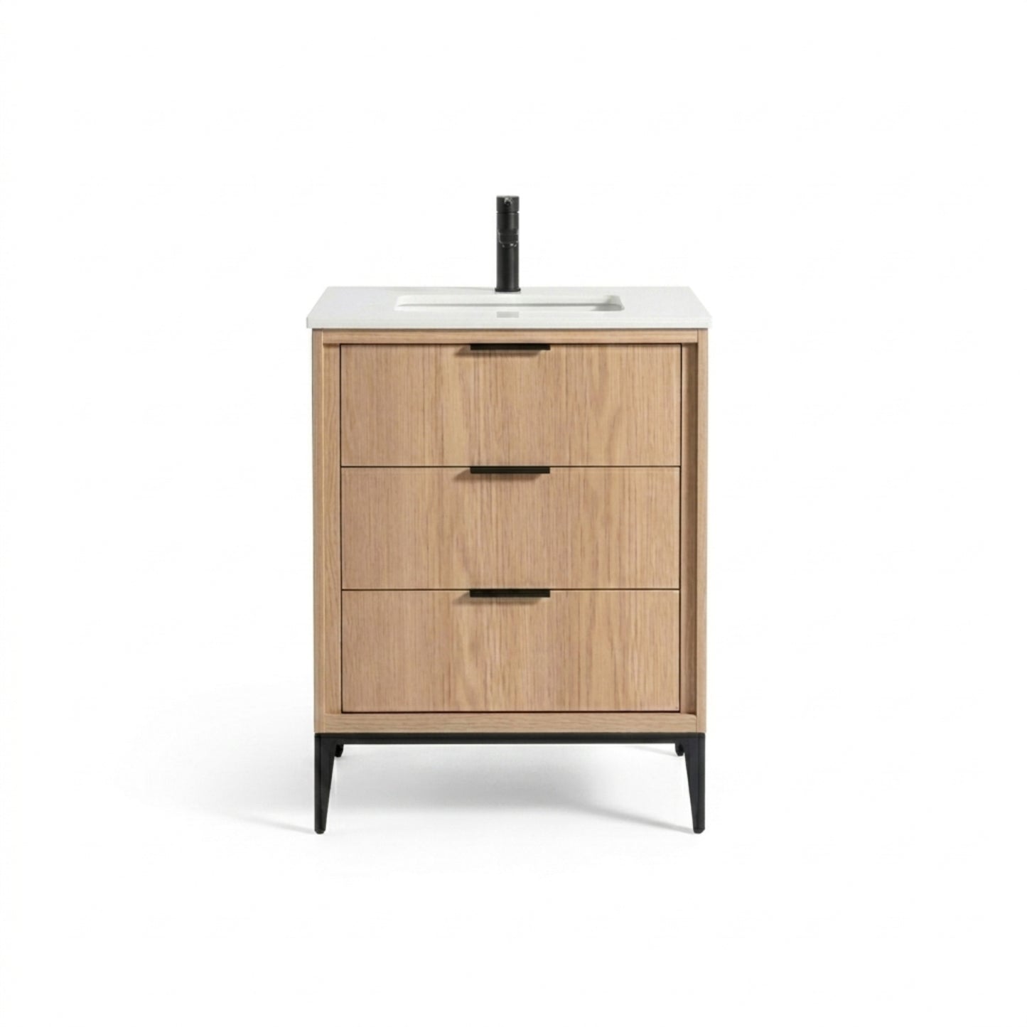 Divani 24'' Oakwood Vanity W/ Quartz Counter Top